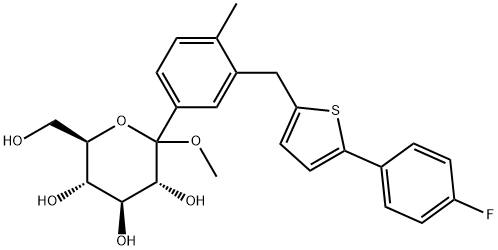 D-Glucopyranoside, Méthyle 1-C- [3 [[5 (4-fluorophenyl) - 2-thienyl] Méthyle] - 4-Methylphenyl] - structure
