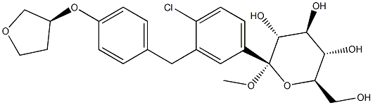 (2S, 3R, 4S, 5S, 6R) - 2 (3 (4 ((S) - tetrahydrofuran-3-yloxy)) - 4-chlorophenyl) - structure benzylique de tetrahydro-6- (hydroxyméthylique) - 2-Methoxy-2H-pyran-3,4,5-triol