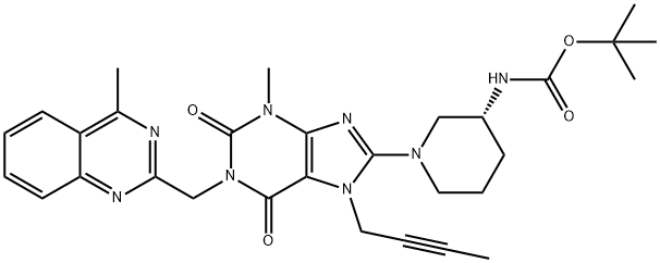 Tert-butylique ((3s) - 1 (7 (but-2-yn-1-yl) - 3-Methyl-1- ((4-Methylquinazolin-2-yl) Méthyle) - structure de carbamate de 2,6-dioxo-2,3,4,5,6,7-hexahydro-1h-purin-8-yl) piperidin-3-yl)