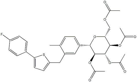 D-Glucitol, 1,5 anhydro-1-C- [3 [[5 (4-fluorophenyl) - 2-thienyl] Méthyle] - 4-Methylphenyl] -, tetraacetate, (1S) - structure (9CI)