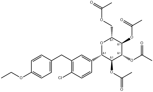 D-Glucitol, structure de phényle de 1,5 anhydro-1-C- [4-chloro-3- [(4-ethoxyphenyl) Méthyle]] -, tetraacetate, (1S) -