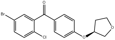 (S) - (5-broMo-2-chlorophenyl) (4 (tetrahydrofuran-3-yloxy) phényliques) structure de Methanone